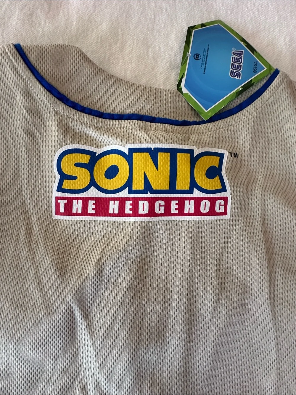 Sonic Kids Beige Baseball Jersey with Blue Trim